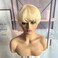 613 Pixie Cut Human hair Wig None Lace Blonde Machine Made Wig Short Straight Glueless Hair Replacement Wig Women