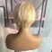 613 Pixie Cut Human hair Wig None Lace Blonde Machine Made Wig Short Straight Glueless Hair Replacement Wig Women