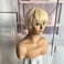 613 Pixie Cut Human hair Wig None Lace Blonde Machine Made Wig Short Straight Glueless Hair Replacement Wig Women