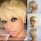 613 Pixie Cut Human hair Wig None Lace Blonde Machine Made Wig Short Straight Glueless Hair Replacement Wig Women