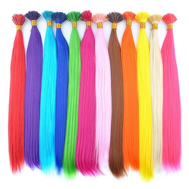 Synthetic I Tip Keratin Fusion Hair Extensions Various Color 5G/Strand 50 Strands/Pack Keratin Tip Stick Hair Extensions (I-Tip 45cm) (50 Strand for Blonde)
