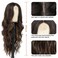 NAYOO 26 Inch Long Curly Middle Part Synthetic Heat Resistant Fiber Wig for Women - Daily Use Party Wig in Dark Brown