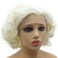 Iwonawig Short Curly White Half Hand Tied Heat Friendly Wig Natural Looking Synthetic Lace Front Stylish Wig