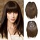 100% Real Human Hair Clip In Bangs Top Piece Hair Extensions 13" Straight Hair Topper Hairpiece for Women (1B# Natural Black)