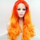Sylvia 24" Orange Ombre Lace Front Wigs Red Roots Soft Body Wave Synthetic Wigs Free Parting Half Hand Tied No Tangle Heat Resistant Drag Queen Orange Tips Hair Replacement Wig for Woman