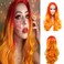 Sylvia 24" Orange Ombre Lace Front Wigs Red Roots Soft Body Wave Synthetic Wigs Free Parting Half Hand Tied No Tangle Heat Resistant Drag Queen Orange Tips Hair Replacement Wig for Woman