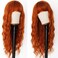 Ginger Wig with Bangs Orange Long Wavy Wigs for Women Ginger Curly Heat Resistant Synthetic 26 Inches Loose Wave Red Orange Wig for Daily Party Cosplay