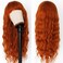 Ginger Wig with Bangs Orange Long Wavy Wigs for Women Ginger Curly Heat Resistant Synthetic 26 Inches Loose Wave Red Orange Wig for Daily Party Cosplay