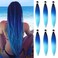 Pre Stretched Braiding Hair Extensions 26 Inch 6 Pcs Phoenixfly Ombre Braiding Hair Professional Crochet Braiding Hair for Box Braids Senegal Twist Hair Extensions(Black/Blue)