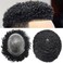 Weave Hair Unit Black Men Curly Wave Afro Toupee African American Men Wig Brazilian Hair Skin PU Hairpieces (1B# Natural Black ，6MM Afro Wave)