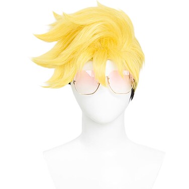 Yellow black patchwork wig short hair yellow bangs cos anime show simulation wig 11inch (Vash the Stampede)