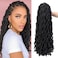 18 Inch Goddess Faux locs Crochet Hair 6 Packs/Lot Soft Gypsy Locs Wavy Crochet Braids Dreadlocks Curly Wavy Twist Braiding Hair Extensions African Roots Braid（1B)