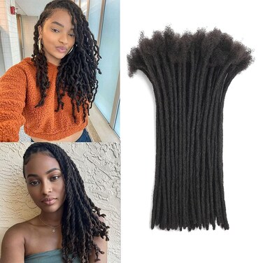 Dreadlocks Extension Human Hair 10inch 0.6cm 30 Strands Locs Extensions Real Human Hair For Man/Women 100% Full Handmade Permanent lock Extensions Human Hair An Be Dyed Bleached Curled Natural Black