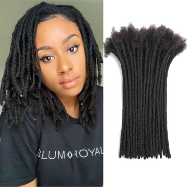 Permanent Handmade Human Hair Dreadlock Extensions Dyeable Bleachable And Curlable 6 Inch 30 Strands 0.4cm Thickness And Natural Black Loc Extensions Human Hair For Women Men