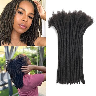 Loc Extensions Human Hair 6 Inch 0.6cm 100 strands Locs Extensions Real Human Hair Natural Black for Women Men 100% Full Handmade Permanent Dreadlock Extensions Human Hair An Be Dyed Bleached Curled
