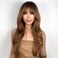 N NAYASA Light Brown Wigs for Women Brown Wig with Bangs 24&lsquo;&rsquo;Ombre Brown Wig with Dark Roots Long Layered Wig Heat Resistant Synthetic Wig Natural Looking Wigs for Daily Party Use