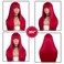 Red Wigs for Women Long Straight Red Hair Wig with Bangs Middle Part Natural Heat Resistant Synthetic Fiber Party Cosplay Costume Full Wigs for Women Girls