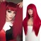 Red Wigs for Women Long Straight Red Hair Wig with Bangs Middle Part Natural Heat Resistant Synthetic Fiber Party Cosplay Costume Full Wigs for Women Girls