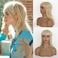 CINHOO Modern Short Shaggy Mullet Wig for Women 80s Mullet Wig Pixie Cut Wig With Bangs Synthetic Natural Fake Blonde Hair Replacement Wigs with White Highlights 14inch Mullet Haircut(Blonde)