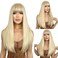 SUKRI Long Blonde Wig with Bangs Straight Blonde Wig for Women Natural Looking Hair Wigs 22 Inch Synthetic Wigs for Girls Daily Party Cosplay Wig