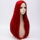 Red Wigs For Women Natural 24" Long Straight Middle Hair Wigs Soft Daily Basic Heat Resistant Curly Wave Wig For Women Girl Cosplay Party Halloween Wig Cap Included (Red)
