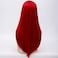 Red Wigs For Women Natural 24" Long Straight Middle Hair Wigs Soft Daily Basic Heat Resistant Curly Wave Wig For Women Girl Cosplay Party Halloween Wig Cap Included (Red)