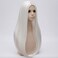 White Wigs For Women Natural 24" Long Straight Middle Hair Wigs Soft Daily Basic Heat Resistant Curly Wave Wig For Women Girl Cosplay Party Halloween Wig Cap Included (White)