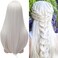 White Wigs For Women Natural 24" Long Straight Middle Hair Wigs Soft Daily Basic Heat Resistant Curly Wave Wig For Women Girl Cosplay Party Halloween Wig Cap Included (White)