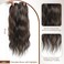 MORICHY Hair Toppers for Women Clip in Hair Topper with Bangs 20inch Chocolate Brown with Highlights Long Wavy Curly Synthetic HairPieces for Women