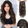 MORICHY Hair Toppers for Women Clip in Hair Topper with Bangs 20inch Chocolate Brown with Highlights Long Wavy Curly Synthetic HairPieces for Women