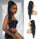 KRSI Long Wavy Drawstring Ponytail Extension, 28inch, 1B#, for Women, Black Hair Clip-in, Synthetic Hair, Hair Extension