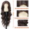 Long Wavy Wig for Women 26Inch Middle Part Curly Wigs Synthetic Heat Resistant Wigs Long Wavy Wigs for Daily Party Use Cosplay Halloween Wig (Brown)