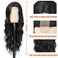 Long Wavy Wig 26 Inch Black Wavy Wigs for Women Middle Part Curly Wigs Wavy Wigs Synthetic Heat Resistant Wigs Cosplay Halloween Wig (Black)