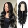 Long Wavy Wig 26 Inch Black Wavy Wigs for Women Middle Part Curly Wigs Wavy Wigs Synthetic Heat Resistant Wigs Cosplay Halloween Wig (Black)
