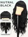 AISI HAIR Black Wig with Bangs Long Wavy Synthetic Wig for Women with Daily Party Use