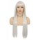White Long Straight Wigs for Women with Bangs Natural Looking Synthetic Hair Wig for Halloween Cosplay Daily Use