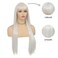 White Long Straight Wigs for Women with Bangs Natural Looking Synthetic Hair Wig for Halloween Cosplay Daily Use