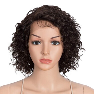 Style Icon 10" Human Hair Afro Wigs Short Curly Wigs for Black Women Lace Front Side Part Wigs (10 Inch, 2)