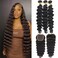 Human Hair Bundles with Closure (26 28 30+20 Free Part Closure) Loose Deep Wave Bundles with Closure 10A Unprocessed Brazilian Virgin Hair Bundles with Closure 150% Density ( Bundles with closure)