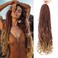 Loose Wave Dreadlocks Synthetic French Curly Double Ended Dreadlock Extensions 24inches 10 Strands Thin Soft Red Brown to Brown Spanish Curly DE Dreadlock Extension for Women (10 Strands, R27)