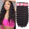 12A Deep Wave Bundles Human Hair 16 18 20 Inchs Human Hair Bundle 100% Unprocessed Brazilian Curly Wet Wavy Texture 3 Bundles Deep Wave Natural Black