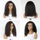 14 Inch Short Kinky Straight Lace Front Wig 180 Density Glueless Natural Black Afro Yaki Straight Synthetic Lace Front Wigs for Black Women Pre Plucked 5 Inch Side Deep Parting