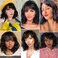 PANEWAY Short Human Hair Wigs with Bangs Brazilian Body Wave Virgin Human Hair Wigs for Black White Women Short Wavy Bob Wigs with Bangs 12 Inch