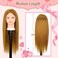 Mannequin Head with 70% Human Hair, 26" Light Brown Real Human Hair Training Head, Manikin Cosmetology Head with Clamp Holder &amp; Tools, Practice Doll Head for Hair Styling, Braiding, Curling, Cutting