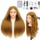 Mannequin Head with 70% Human Hair, 26" Light Brown Real Human Hair Training Head, Manikin Cosmetology Head with Clamp Holder &amp; Tools, Practice Doll Head for Hair Styling, Braiding, Curling, Cutting