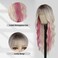 Lovenia-Highlight Pink Wig for Women Long Wave Hair Wig 26" Blonde Synthetic Wig Long Curly Hair Wig for Women Wig with Dark Roots Blonde Mixed Pink Wig Subtle Money Peice Balayage Wig