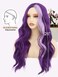 Long Wavy Purple Wigs for Women 26 Inch Middle Part Curly Wavy Wig Natural Looking Synthetic Heat Resistant Fiber Wig for Daily Party Use