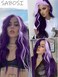 Long Wavy Purple Wigs for Women 26 Inch Middle Part Curly Wavy Wig Natural Looking Synthetic Heat Resistant Fiber Wig for Daily Party Use