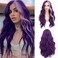 Long Wavy Purple Wigs for Women 26 Inch Middle Part Curly Wavy Wig Natural Looking Synthetic Heat Resistant Fiber Wig for Daily Party Use