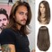 Mens Wig Long Brown Straight Wig for Men Middle Part Synthetic Heat Resistant Hair Wigs for Daily Party Costume Halloween